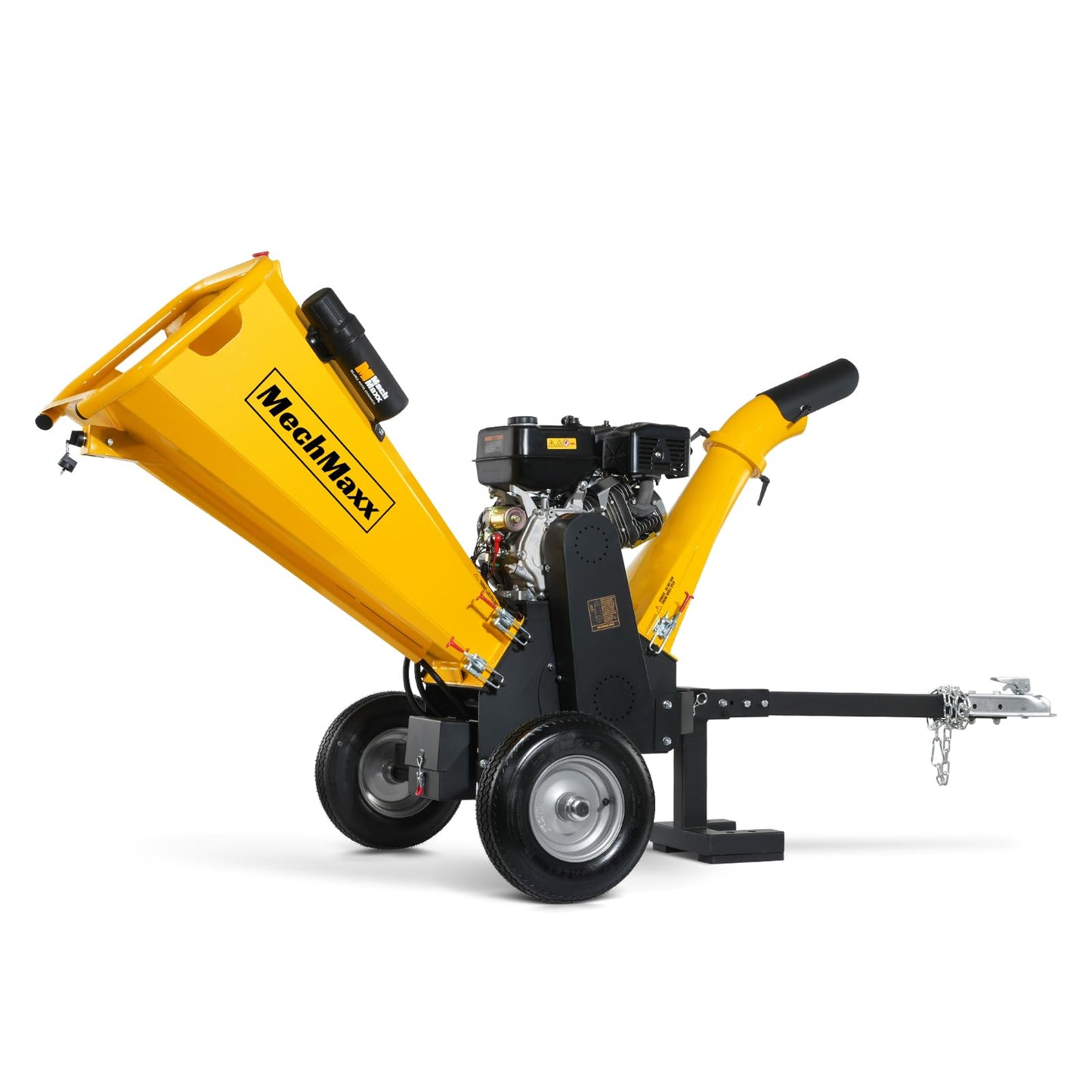 MechMaxx 6 inch ZONSEN 459cc 15hp Electric Start Gas Powered Wood Chipper Shredder Mulcher with Towbar, 6" Max Chipping Diameter Capacity,with Emergency Stop Button&Stop Bar,Model P4206 Orange