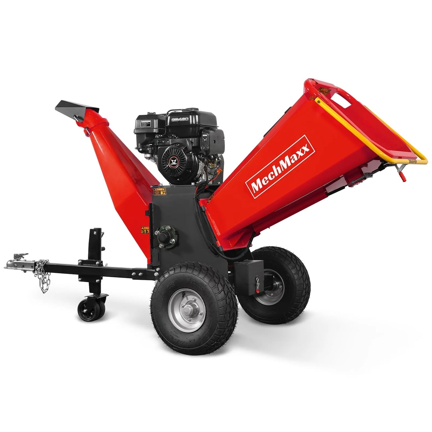 MechMaxx 8'' Inch ZONSEN 1000cc 35hp Electric Start Gasoline Powered Engine 4-Wheels Towable Wood Chipper Shredder Mulcher with Towbar/Tail Light/Emergency Stop Switch, Model B200