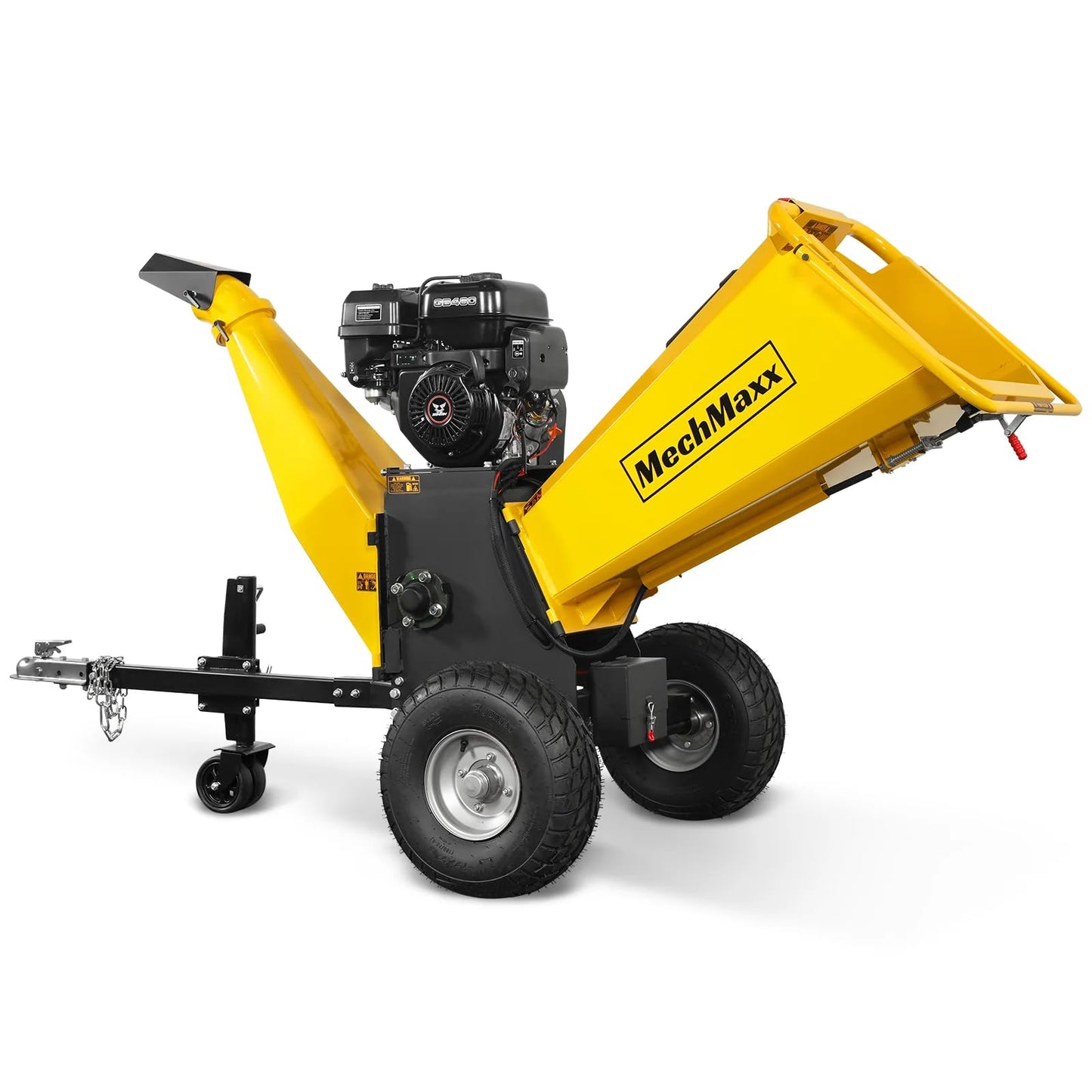 MechMaxx 8'' Inch ZONSEN 1000cc 35hp Electric Start Gasoline Powered Engine 4-Wheels Towable Wood Chipper Shredder Mulcher with Towbar/Tail Light/Emergency Stop Switch, Model B200