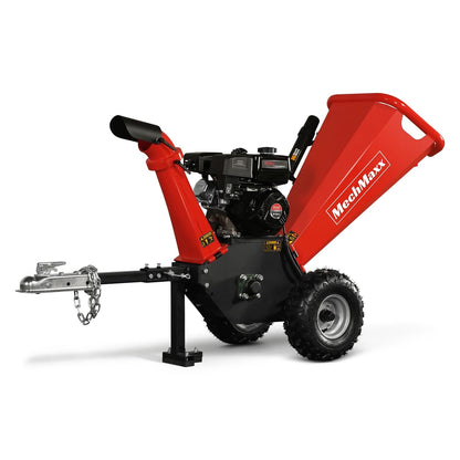 MechMaxx 8'' Inch ZONSEN 1000cc 35hp Electric Start Gasoline Powered Engine 4-Wheels Towable Wood Chipper Shredder Mulcher with Towbar/Tail Light/Emergency Stop Switch, Model B200